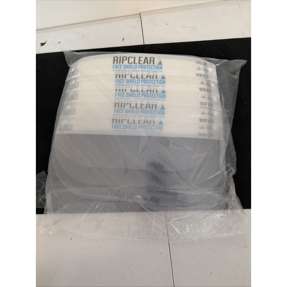 1 Lot of 5 –  Rip Clear Full Length Disposable Face Shields with Foam Top 8.5x13